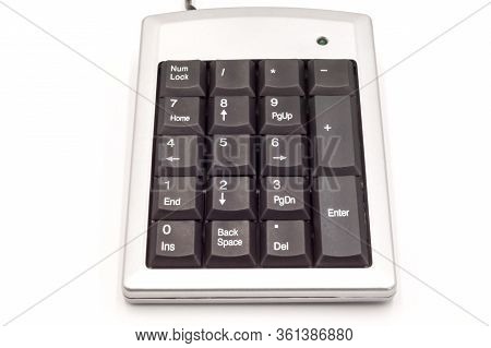 Numeric Keyboard With Metallic Edges Or Numeric Keypad Isolated White