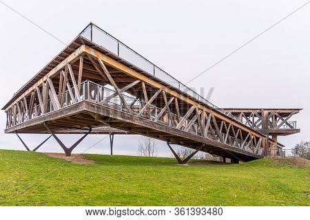 Koblenz, Germany - December 02, 2019: Modern Viewing Platform On Koblenz Hill. View On The Historica