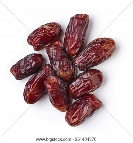 Heap Of Dates Isolated On White, From Above