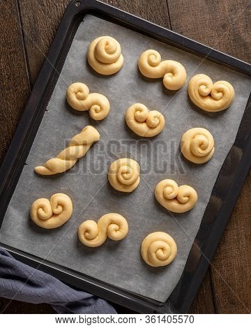 Jidasky Or Jidase - Czech Sweet Easter Pastry Made Of Yeast Dough, Before Baking