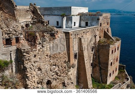 The Old Abandoned Prison In The Historic Palazzo D'avalos On The Terra Murata Cliffs, Procida Island