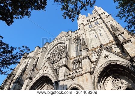 New York City Landmark. Cathedral Of St. John The Divine, Head Church Of Episcopal Diocese Of New Yo