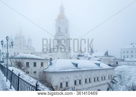 View Of The Sophia-assumption Cathedral In The Tobolsk Kremlin In A Snowfall