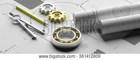 Mechanical Engineering, Industrial Design Concept. 3D Illustration