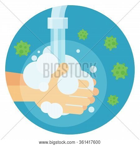 Washing Hands With Bubbles. Virus Protection Vector