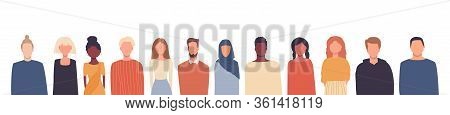 Vector Illustration In Flat Style. Global Society. People Of Different Nationalities, Cultures Isola