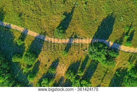 Aerial View Of The Krka River Canyon With A Trail For Hikers Located Downstream Of Bilusic Buk On Th