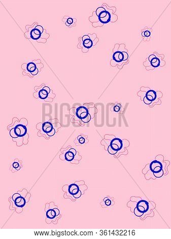 Abstract Pale Pink Background With Stylized Flowers.
