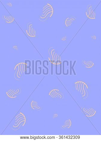 Abstract Blue Background With Decorative Orange Jellyfish