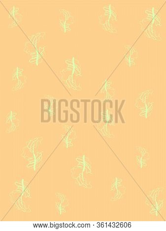 Abstract Pastel Orange Background With Decorative Leaves