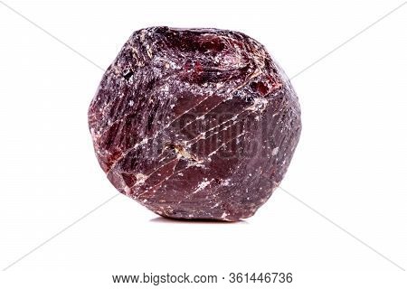 Macro Of A Mineral Garnet Stone On A White Background
