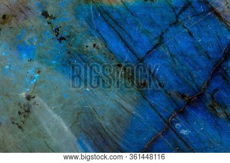 Macro Mineral Stone Labradorite On White Background