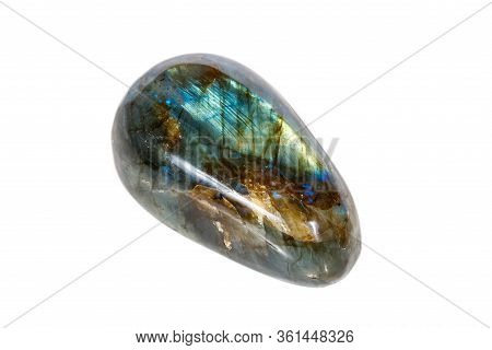 Macro Mineral Stone Labradorite On White Background