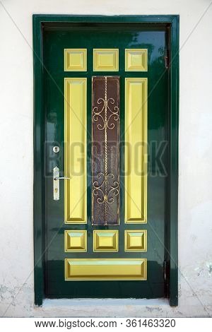 Copper Door With Handle And Lockset Looks Natural Tropical And Industrial Loft . Green Rustic Copper