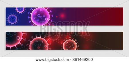 Coronavirus Wide Banner Set With Text Space