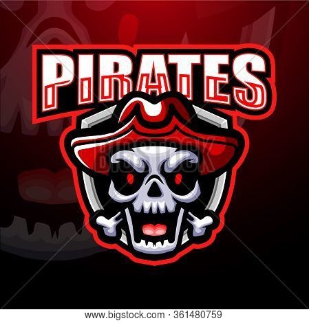 Vector Illustration Of Pirate Skull Esport Mascot Logo Design