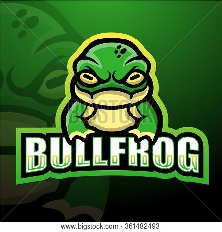 Vector Illustration Of Bullfrog Mascot Esport Logo Design