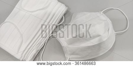 Collection Of White Protective Hygenic Mask Isolated Backgrounds For Doctors And Patient From Corona