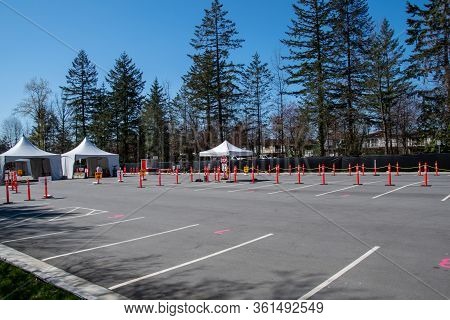 Drive-thru Covid-19 Testing Site Set Up In Burnaby Central Park.    Burnaby Bc Canada      April 15t