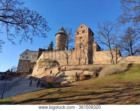 Nuremberg, Germany - January 01, 2020: River Pegnitz In Nuremberg, View From Sight Henkersteg In The