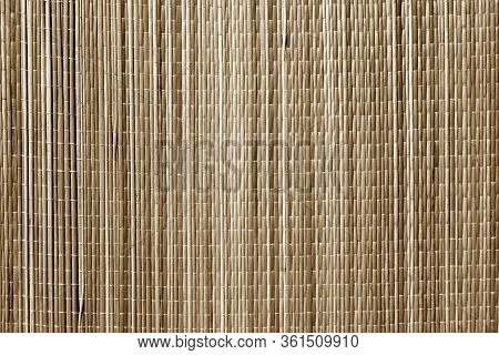 Straw Mat Texture In Brown Tone. Abstract Architectural Background And Texture For Design.
