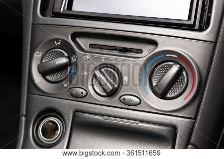 Novosibirsk/ Russia - April 11, 2020: Toyota Celica,  Close Up Of  Car Panel With The Air Conditioni