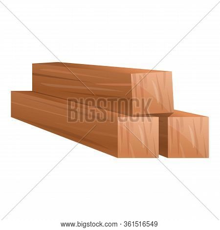 Wood Bars Icon. Cartoon Of Wood Bars Vector Icon For Web Design Isolated On White Background