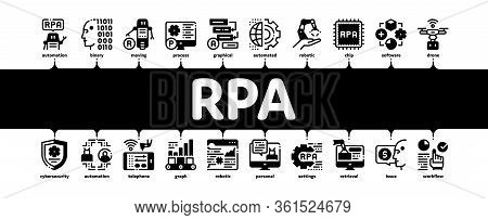 Rpa Cyber Technology Minimal Infographic Web Banner Vector. Rpa Robotic Process Automation, Drone De