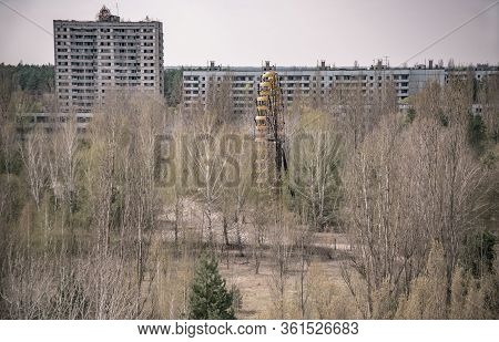 Central Square Of Abandoned Town Pripyat Chernobyl Exclusion Zone Ukraine