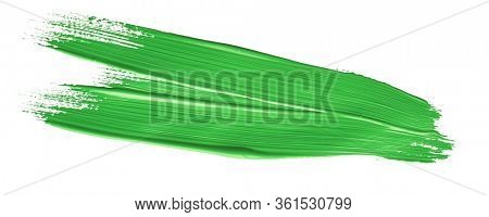 Green chroma brush stroke paiting over isolated background, canvas watercolor texture 