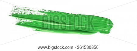 Green chroma brush stroke paiting over isolated background, canvas watercolor texture 