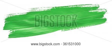 Green chroma brush stroke paiting over isolated background, canvas watercolor texture 