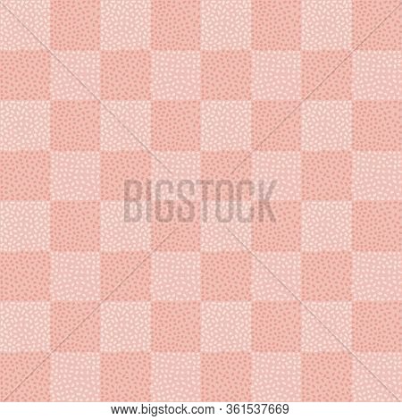 Seamless Checkered Background, Squares Made Up Of Red Shades Dots.