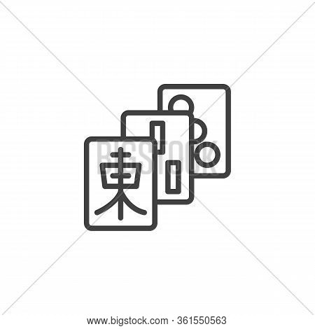 Mahjong Tiles Line Icon. Linear Style Sign For Mobile Concept And Web Design. Mahjong Game Majiang O