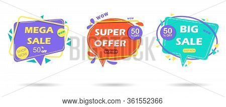 Big set sale banners. Sale and discounts. ector set banners. Ribbons set. Banner decoration discount empty tags. Premium origami labels, price ribbon. Sale sticker, bookmark badge vector set. Illustration ribbon banner sticker, label for sale and premium 