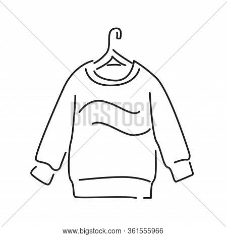 Pullover Black Line Icon. A Piece Of Woollen Clothing That Covers The Upper Part Of Body And Arms. P