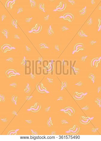 Abstract Orange Background With Lilac Decorative Elements.