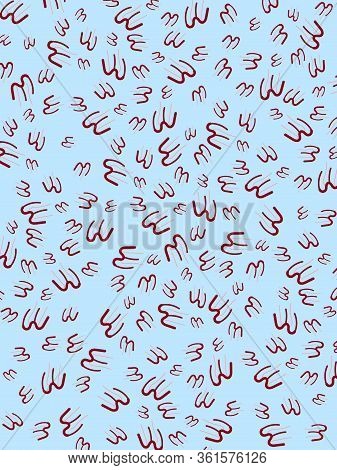 Abstract Blue Background With Decorative M-shaped Lines.