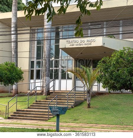 Campo Grande - Ms, Brazil - March 30, 2020: Facade Of The Old Building Of The Teatro Do Paco - Jose 