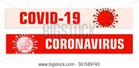 Covid19 Coronavirus Wide Banners Set In Red Shades