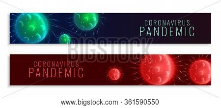 Coronavirus Pandemic Wide Banners Set In Two Colors