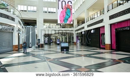Warsaw, Poland. 16 April 2020. Empty Arkadia Westfield Shopping Center. The City Empties Of Tourists