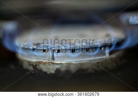 Gas After The Apocalyps. Gas Stove. Blue Fire