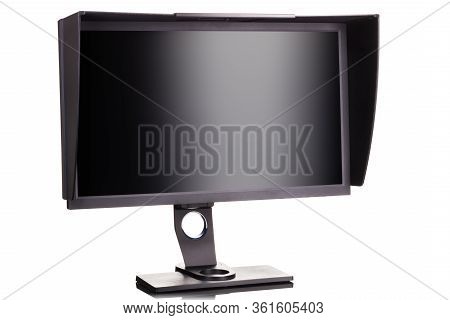 Professional Photographer Monitor With Shading Hood Isolated On White