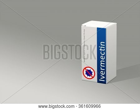 Medicine In A Jar For The Cjvid-19 Virus, Ivermectin, On A Light Background