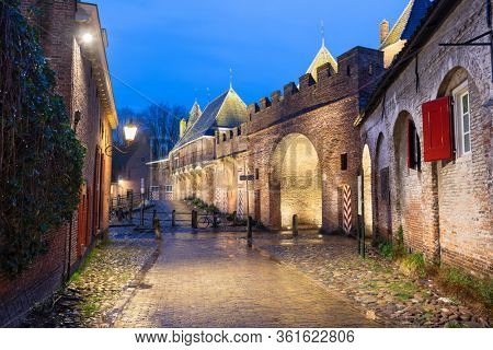 Amersfoort, Netherlands at the historic Koppelpoort at dawn.