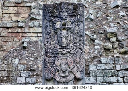 Copan, Honduras, 2018.11.11., A Stonemasonry Stele In The Maya Ruin Site