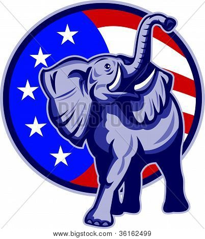 Flaga Usa maskotka Republikańskiej słoń