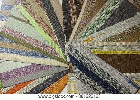 Fabric Texture. Background From Multi-colored Fabric. Thread Of All Colors. Template For Design. A B