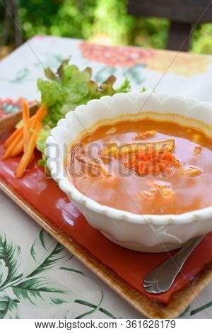 Red Curry Preserved Bamboo Shoot With Tobiko, Ebiko